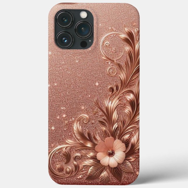 Coques Case-Mate iPhone Or rose moderne élégant avec courbe florale2 (Verso)