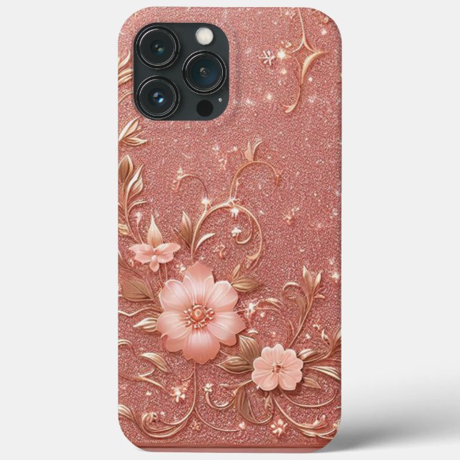Coques Case-Mate iPhone Or rose moderne élégant avec courbe florale9 (Verso)