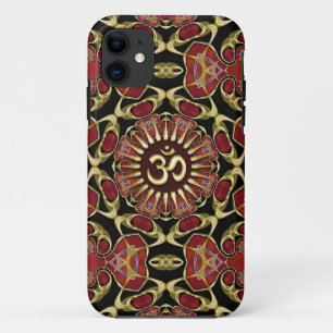 Etui iPhone Case-Mate Or Sanskrit de l'OM + Caisse baroque rouge de
