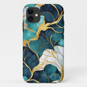 Case-Mate iPhone Case Or Turquoise floral japonais