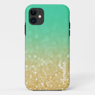 Coques Pour iPhone Or turquoise Ombre Iphone nommé personnalisé par