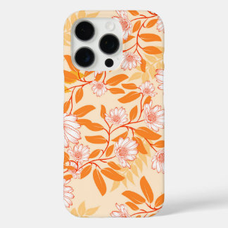 Coque iPhone 16 Pro Orange and white floral pattern daisies