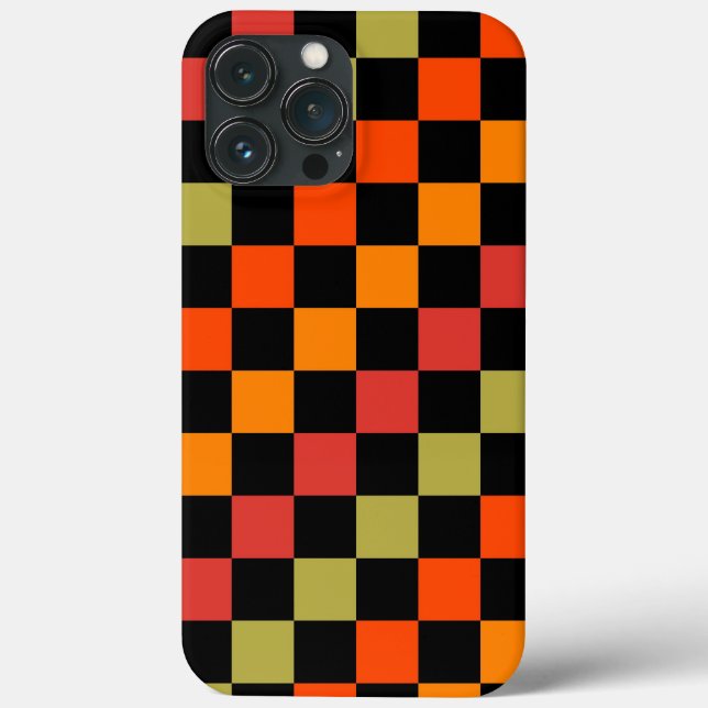 Coques Case-Mate iPhone Orange Black À damiers En vichy Motif (Verso)