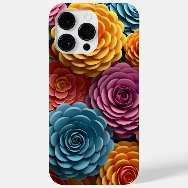 COQUES Case-Mate iPhone ORANGE BLEU ROSE BLANC 3-D FLEURS DE REGARDE (Verso)