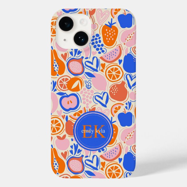Coques Case-Mate iPhone Orange Blue Monogram Fruits Légumes (Verso)