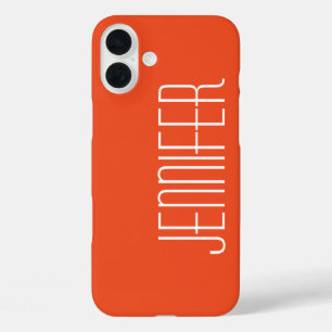 Coque Pour iPhone 16 Plus Orange brillant coloré, Minimaliste, Nom Jumbo