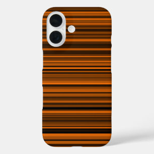 Coque Pour iPhone 16 Orange Brown en bandes noires