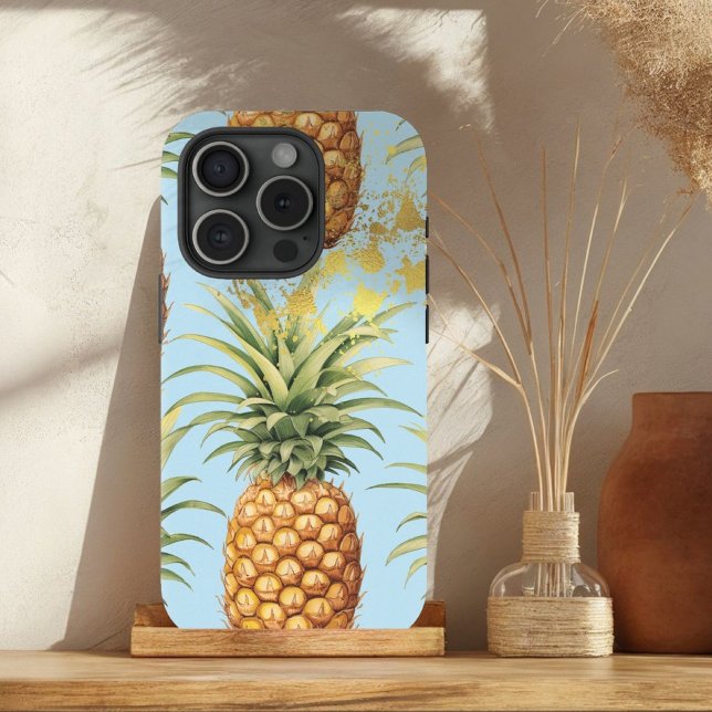 Coques Case-Mate iPhone Orange chic, bleu pastel et fruits d'ananas doré (Créateur téléchargé)
