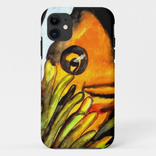 Coque iPhone 11 Orange Clown Poisson aquarelle peinture d'art orig