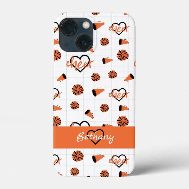 Coques Case-Mate iPhone Orange Coeurs de poire, Pom Poms, Motif de mégapho (Verso)
