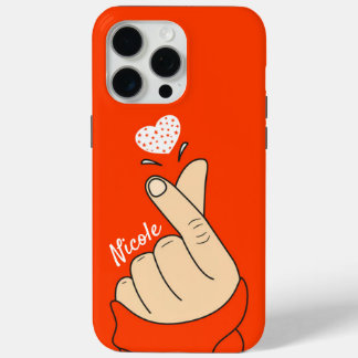 Coque Case-Mate iPhone Orange Coréen Doigt d'Amour Coeur Signer Peau clai