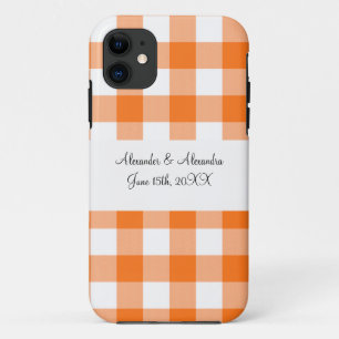 Etui iPhone Case-Mate Orange en vichy mariage motif faveurs
