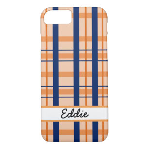 Case-Mate iPhone Case Orange et Navy Plaid