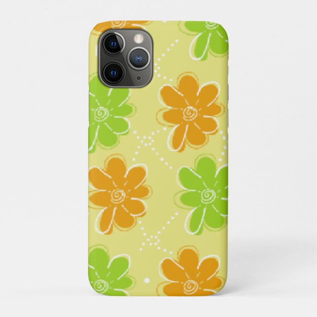 Coques Case-Mate iPhone Orange et vert motif floral (Dos)