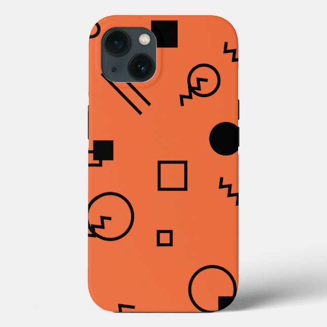 Coques Case-Mate iPhone Orange, fun, trendy, geometric Memphis graphic (Verso)
