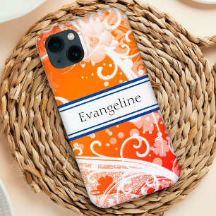 Case-Mate iPhone Case Orangé gai et blanc floral, tournois sur mesure