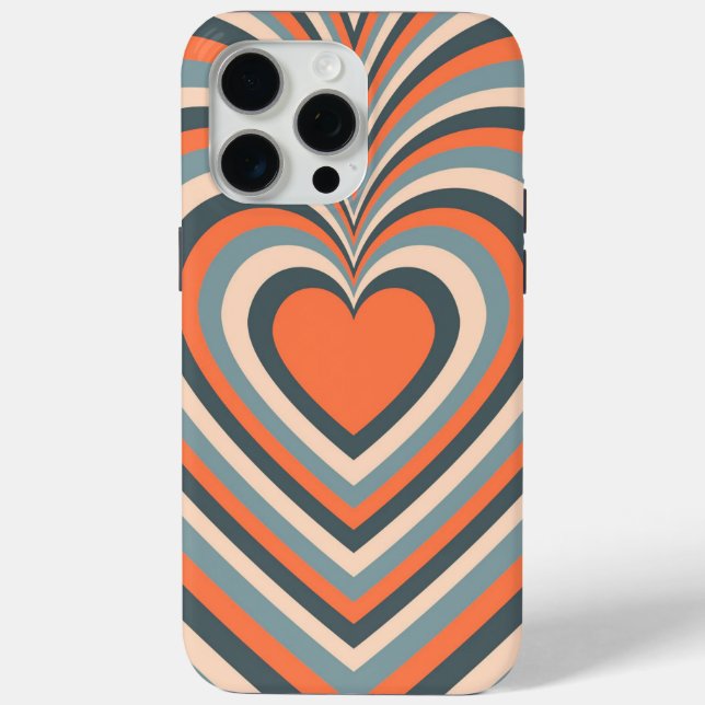 Coques Case-Mate iPhone Orange Grey Hypnotique Motif d'amour du coeur (Verso)