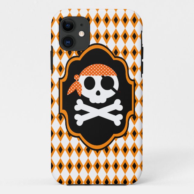 Coques Case-Mate iPhone Orange Halloween Pirate Goth Téléphone Case (Dos)