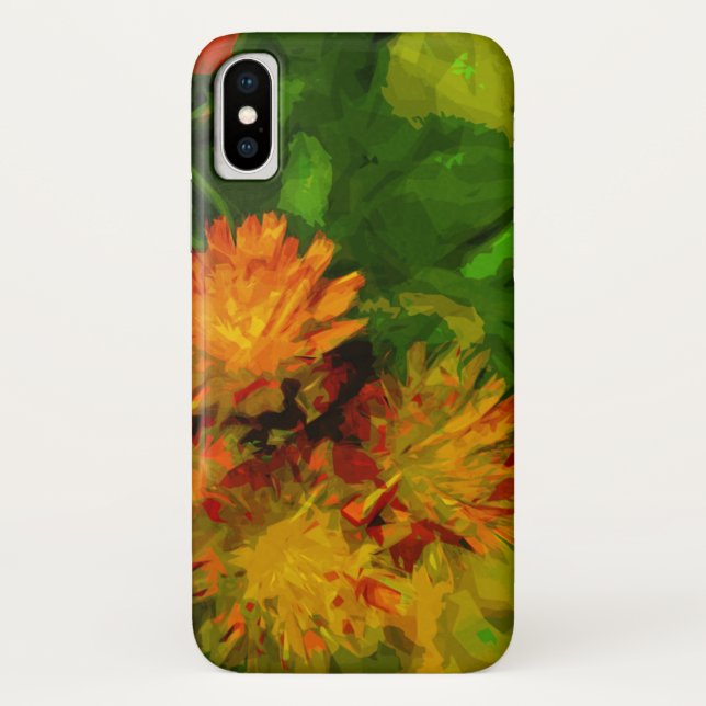Coques Case-Mate iPhone Orange Hawkweed Fleur sauvage Impressionnisme Abst (Dos)