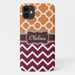 Case-Mate iPhone Case Orange Lattice Maroon Chevron Motifs Nom Brown