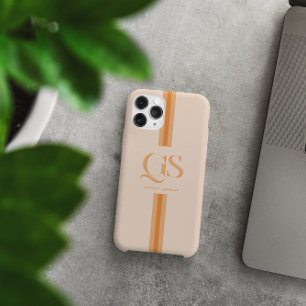 Coque Case-Mate iPhone Orange Monogramme Rayures Chic