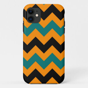 Coque Case-Mate Pour iPhone Orange noir et foncé Cyan Chevron Zigzap Motif