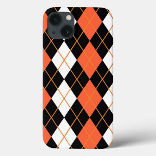 Case-Mate iPhone Case Orange noir Jacquard blanc Diamant Design