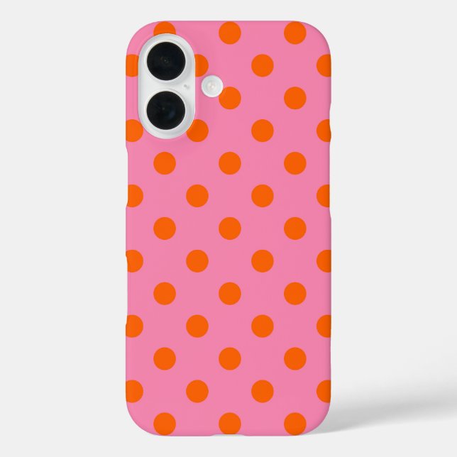 Coques Case-Mate iPhone Orange On Rose Pois Design Motif (Verso)