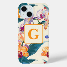 Orange Orchidées Monogramme polaire