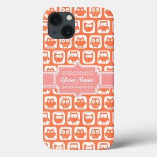 Etui iPhone Case-Mate Orange Owl Coral Nom personnalisé