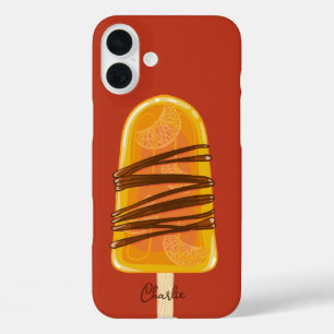 Coque Pour iPhone 16 Plus Orange Popsicle personnalisable casques de télépho