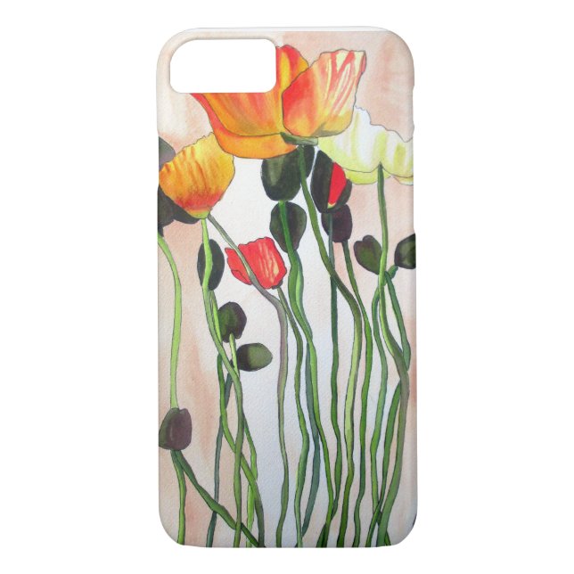 Coques Case-Mate iPhone Orange Populaires fleurs aquarelle art (Dos)