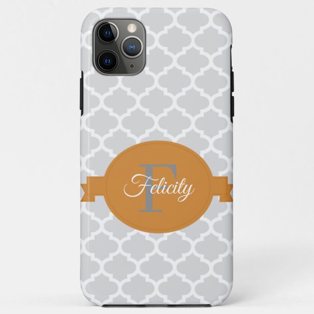 Coques Case-Mate iPhone Orange Quatrefoil Personnalisé (Dos)