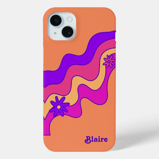 Coques Case-Mate iPhone Orange, Rose, Violet Personnalisés Rétro (Verso)