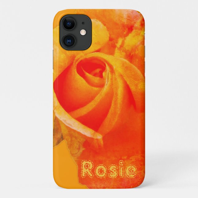 Coques Case-Mate iPhone Orange Rose & Your Name Phone  (Dos)