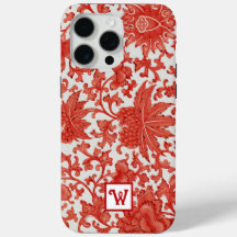 Orange rouge Vintage chinois motif floral Monogram