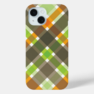 Coque Case-Mate iPhone Orange Vert Brown Plaid Simple Fun Checks Motif