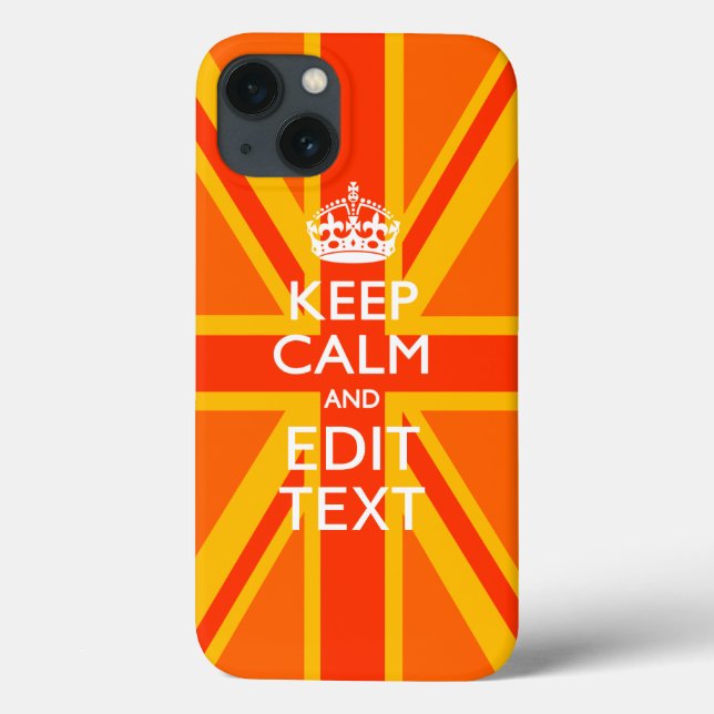 Coques Case-Mate iPhone Orange Vibrant Gardez Le Calme Votre Texte Union J (Verso)
