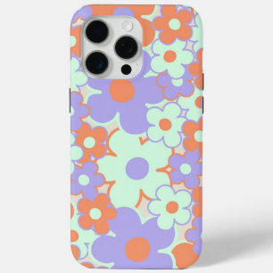 Coque Case-Mate iPhone Orange violet bleu rétro Y2K les années 70 Fleur M