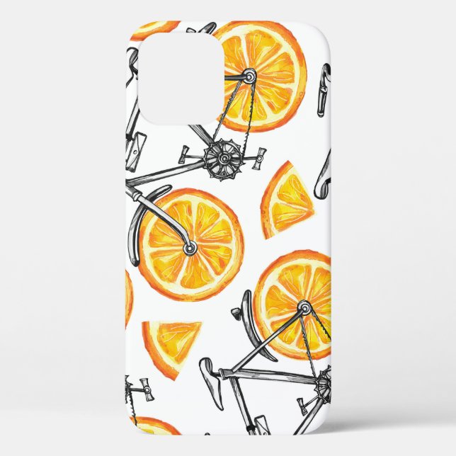 Coques Case-Mate iPhone Oranges à bicyclette : Motif d'été d'aquarelle (Verso)