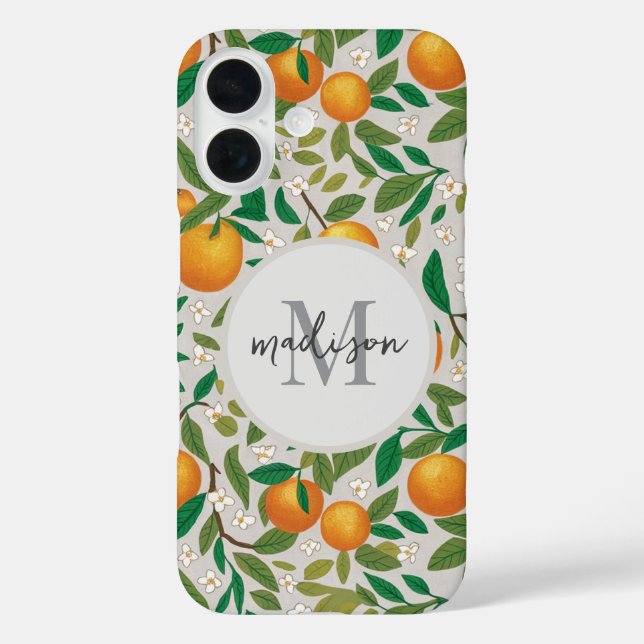 Coques Case-Mate iPhone Oranges d'été tendance Motif de fleurs d'agrumes (Verso)