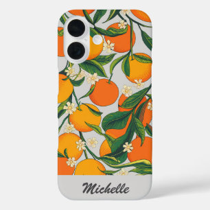 Coque Pour iPhone 16 Oranges personnalisées Agrumes Fruits Motif floral