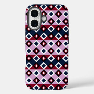 Coque Pour iPhone 16 Orchidée Marine Plaid Kilt Diamants Carrés Carrelé