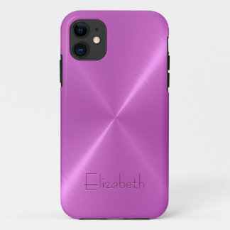 Coque iPhone 11 Orchidée métallique Stainless Steel Metal Look