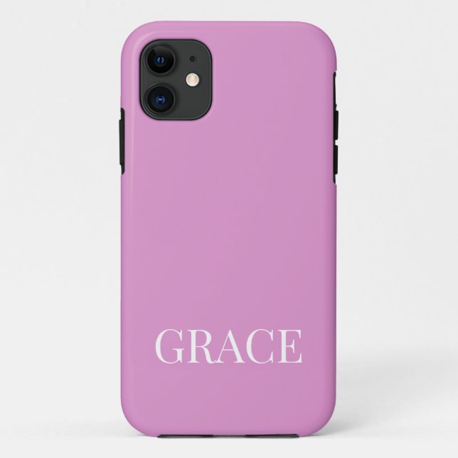 Coques Case-Mate iPhone Orchidée Moderne Lavande Rose Nom Personnalisé (Dos)