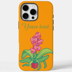Coque iPhone 16 Pro Max Orchidée, orchidée, pixel art
