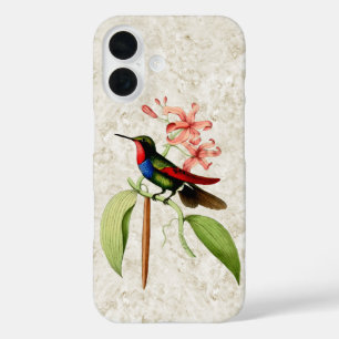 Coques iPhone 16 Orchidée rose colibri vintage