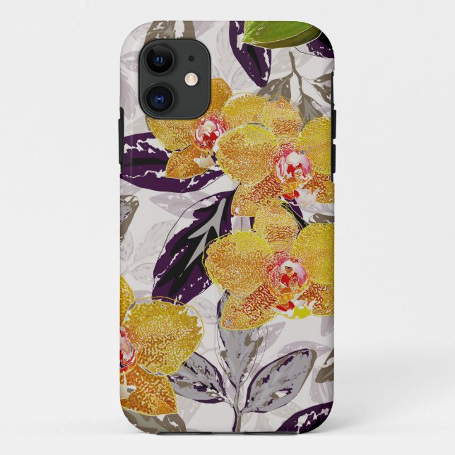 Coques Case-Mate iPhone Orchidées orange jaune.  (Dos)