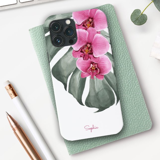 Coques Case-Mate iPhone Orchidées roses chaudes Flore tropicale avec votre (Créateur téléchargé)