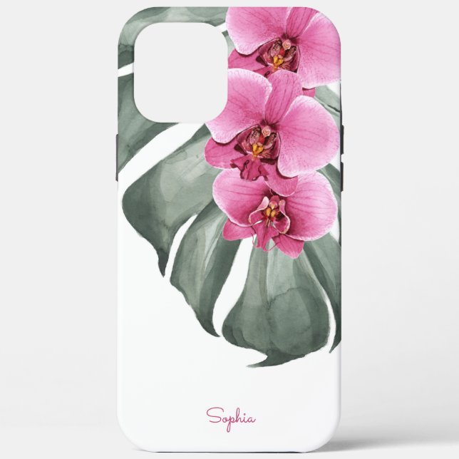 Coques Case-Mate iPhone Orchidées roses chaudes Flore tropicale avec votre (Verso)